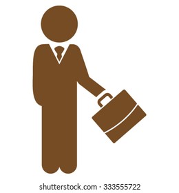 Child Manager vector icon. Style is flat symbol, brown color, rounded angles, white background.