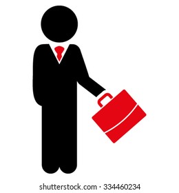 Child Manager vector icon. Style is bicolor flat symbol, intensive red and black colors, rounded angles, white background.