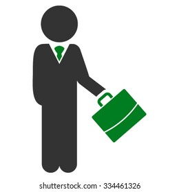 Child Manager vector icon. Style is bicolor flat symbol, green and gray colors, rounded angles, white background.