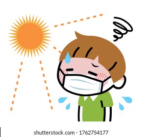 A child with a mask in the sun.