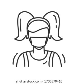 A child in a medical mask line icon.Nice girl uses a surgical mask to protect herself from flu, coronavirus and air pollution. Isolated vector healthcare illustration
