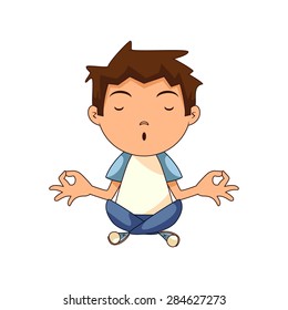 Child meditating, vector illustration