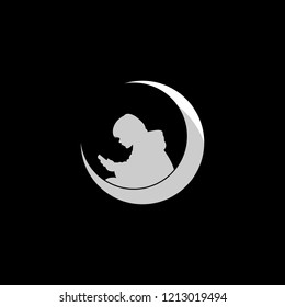 Child Moon Dream Time Play Game Creative Illustration Vector Logo