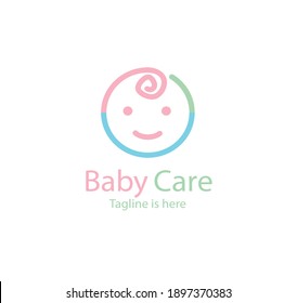 Logotipo para niños, madres y niños con símbolo del vector del bebé