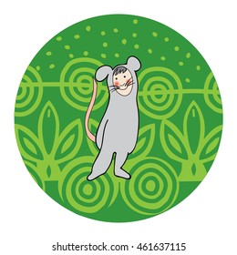 Child mouse costume on green background