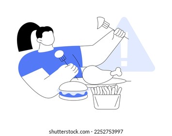 Child obesity and overweight abstract concept vector illustration. Child nutrition, unhealthy habit, overweight treatment, children eating disorder, kids fast food addiction abstract metaphor.