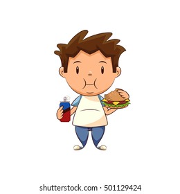 Child obesity, vector illustration