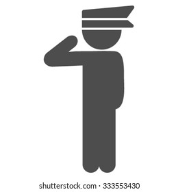 Child Officer vector icon. Style is flat symbol, gray color, rounded angles, white background.