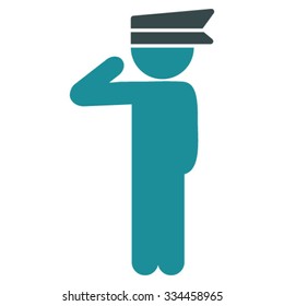 Child Officer vector icon. Style is bicolor flat symbol, soft blue colors, rounded angles, white background.