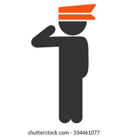 Child Officer vector icon. Style is bicolor flat symbol, orange and gray colors, rounded angles, white background.