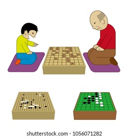 Child and old man playing shogi