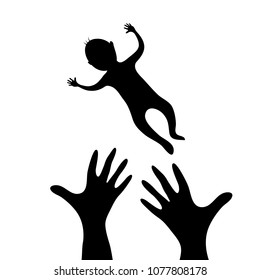 Child on hands, vector illustration of EPS 10