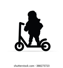 child on scooter black illustration silhouette