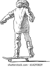 The child on a skateboard  