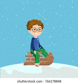 Child on sleigh