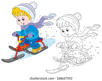 Child on a snow scooter