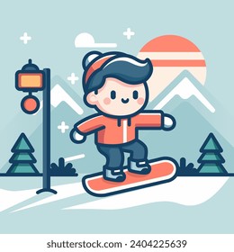 child on a snowboard flat vector. eps10