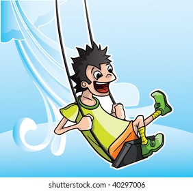 Child on a swing blue