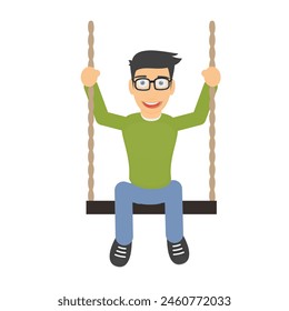 Child on a swing. Children swing, vector illustration
