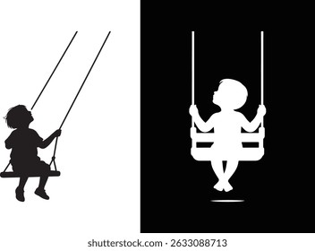 Child on a swing icon set in various styles