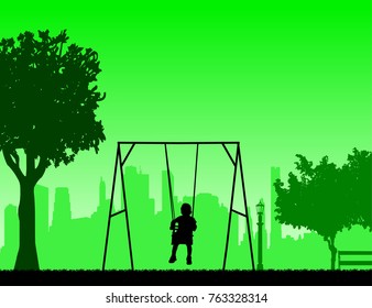 A child on a swing in park