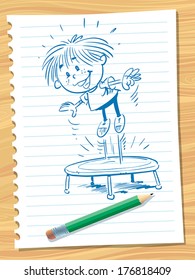 Child on trampoline.