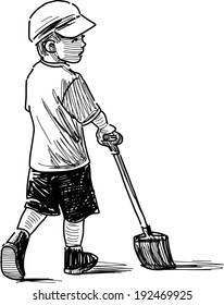 child on a walk