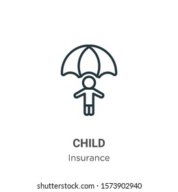 Child Outline Vector Icon. Thin Line Black Child Icon, Flat Vector Simple Element Illustration From Editable Insurance Concept Isolated On White Background