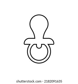 Icono de línea negra plástica del Pacífico infantil. Pictograma de contorno de pezón de Pacificación para Bebé. Símbolo plano maloliente cómodo para dormir. Relájate Con Otro Signo De Sucker. Niña nacida. Ilustración de vectores aislados.
