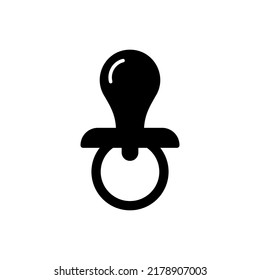 Child Pacifier Plastic Black Silhouette Symbol. Baby Pacify Nipple Glyph Piktogramm. Komfortables Schlafdämpfungssymbol. Kid Relax Soother Sucker Sign. Kind geboren Nipple. Einzelne Vektorgrafik.