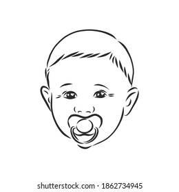a child with a pacifier vector sketch illustration