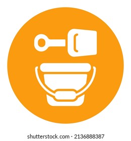 Child pail and shovel isolated vector glyph icon. Graph symbol for children and newborn babies web site and apps design, logo, app, UI