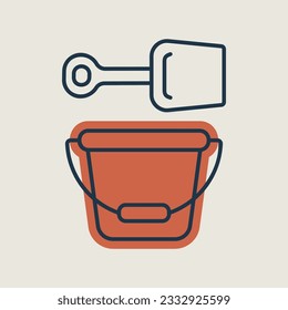 Icono vectorial aislado de malla y pala secundaria. Símbolo gráfico para niños y recién nacidos sitio web y diseño de aplicaciones, logotipo, aplicación, interfaz de usuario