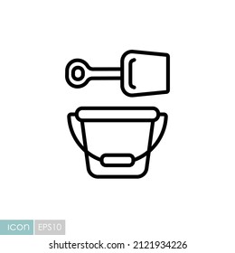 Icono del vector de malla y pala secundaria. Símbolo gráfico para niños y recién nacidos sitio web y diseño de aplicaciones, logotipo, aplicación, interfaz de usuario