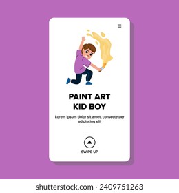 child paint art kid boy vector. school creative, preschool education, girl draw child paint art kid boy web flat cartoon illustration