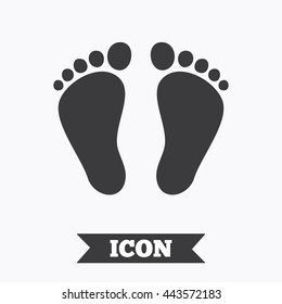 Child pair of footprint sign icon. Toddler barefoot symbol. Graphic design element. Flat footprint symbol on white background. Vector