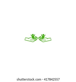child in the palm, vector, icon