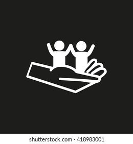 child in the palm, vector, icon
