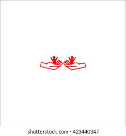 child in the palm, vector, icon