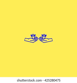 child in the palm, vector, icon