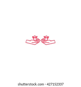 child in the palm, vector, icon