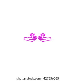 child in the palm, vector, icon
