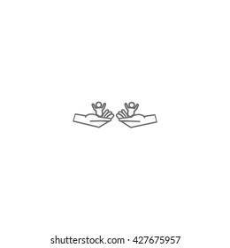 child in the palm, vector, icon