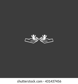 child in the palm, vector, icon