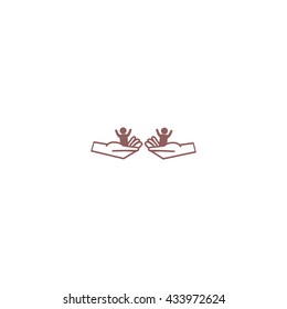 child in the palm, vector, icon