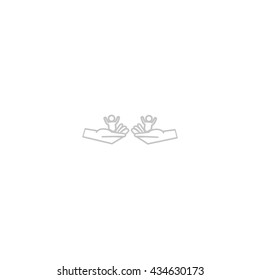child in the palm, vector, icon