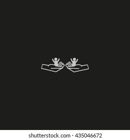 child in the palm, vector, icon