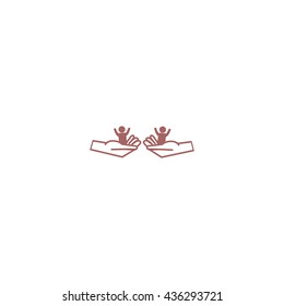 child in the palm, vector, icon