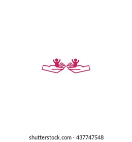 child in the palm, vector, icon