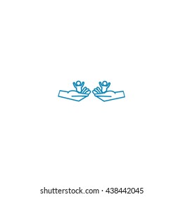 child in the palm, vector, icon